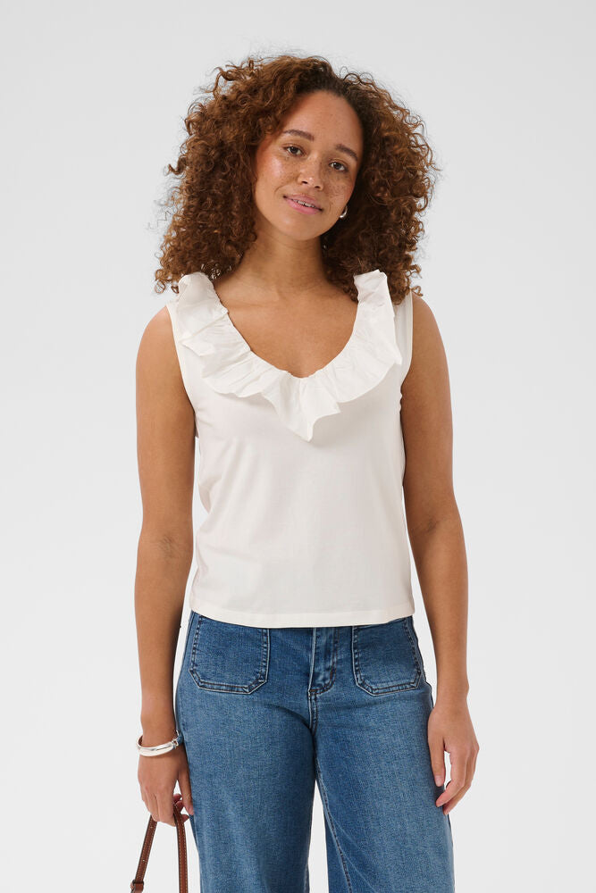 KAFFE KAdidde Flounce Top Chalk