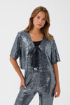KAFFE KAlau Sequin Cardigan Dark Silver