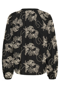 KAFFE KAvinie Blouse-Black/Chalk Embroidery