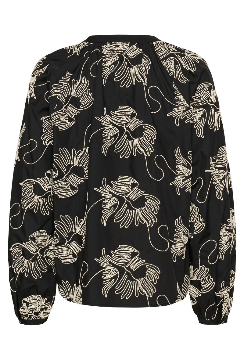 KAFFE KAvinie Blouse-Black/Chalk Embroidery