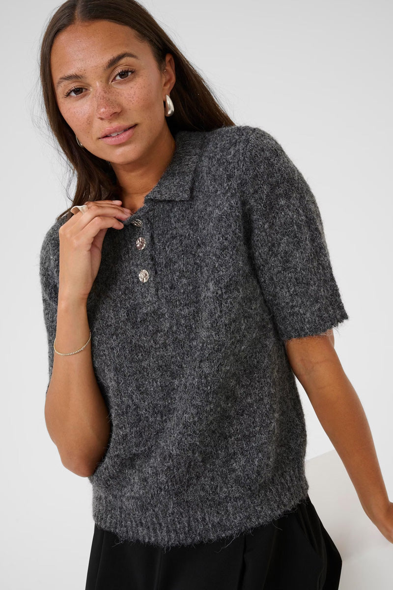 KAFFE KAemilie Polo Pullover Grey Melange