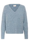 KAFFE KAniel V Neck Pullover Windward Blue Melange