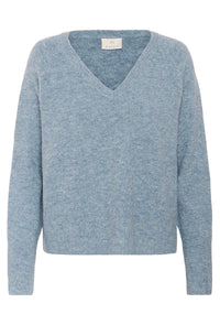 KAFFE KAniel V Neck Pullover Windward Blue Melange