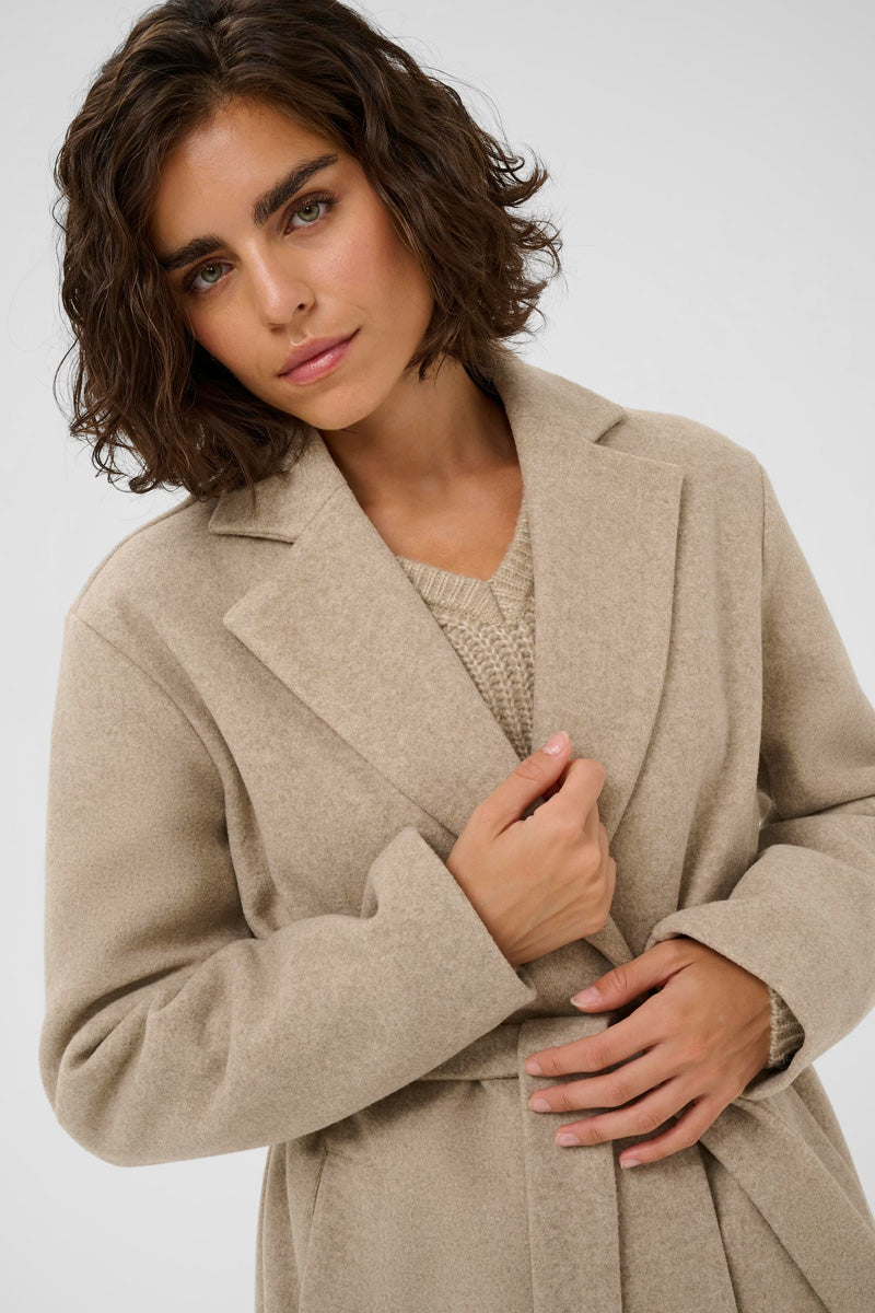 KAFFE KAsaturn Coat-Beige Smoke Melange