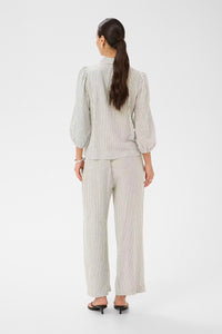 KAFFE KAmilia Linen Wide Pants Black/Chalk Stripe