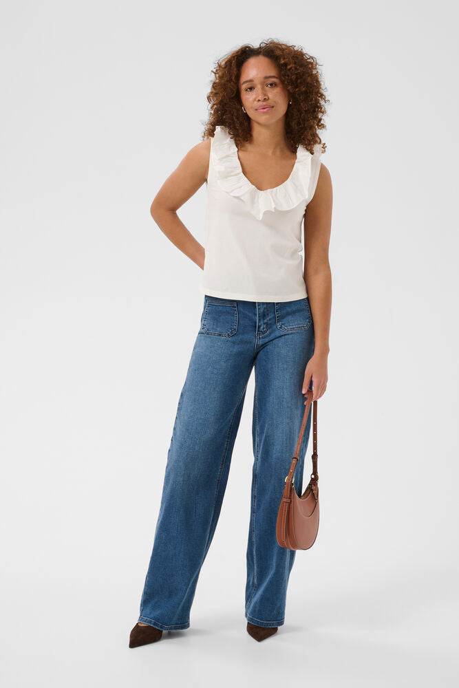 KAFFE KAdidde Flounce Top Chalk