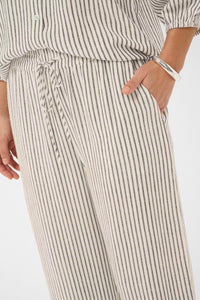 KAFFE KAmilia Linen Wide Pants Black/Chalk Stripe