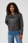KAFFE KAjane Black Wash Leather Jacket