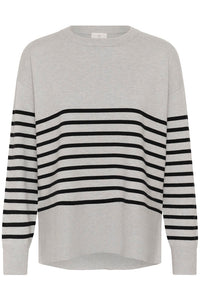 KAFFE KAlimone Striped Pullover Grey Melange/Black