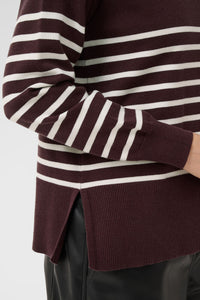 KAFFE KAlimone Striped Pullover Fudge/Chalk