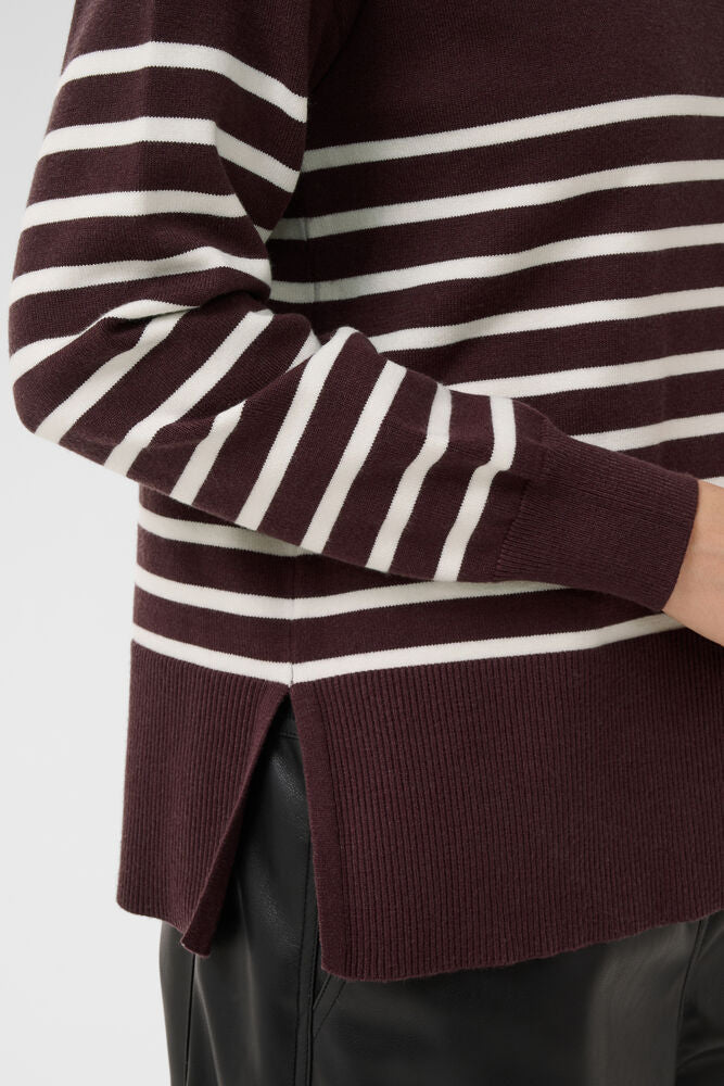 KAFFE KAlimone Striped Pullover Fudge/Chalk