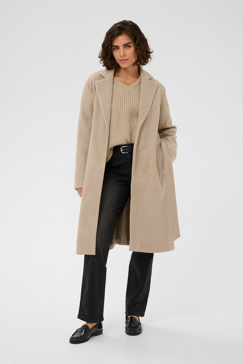KAFFE KAsaturn Coat-Beige Smoke Melange