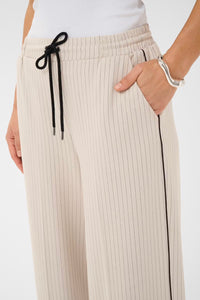 KAFFE KAserena Pinstripe Trousers Beige Melange/Black