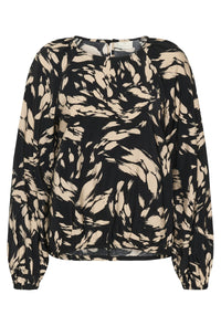 KAFFE KAulla Blouse-Black/Stone Graphic