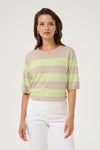 KAFFE KAlizza Striped Sweater Lettuce/Feather Gray