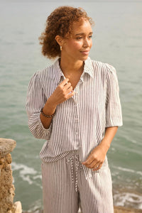 KAFFE KAmilia 3/4 SL Shirt Black/Chalk White Stripe