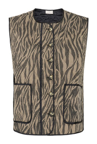 KAFFE KAkayla Waistcoat Taupe/Black Animal