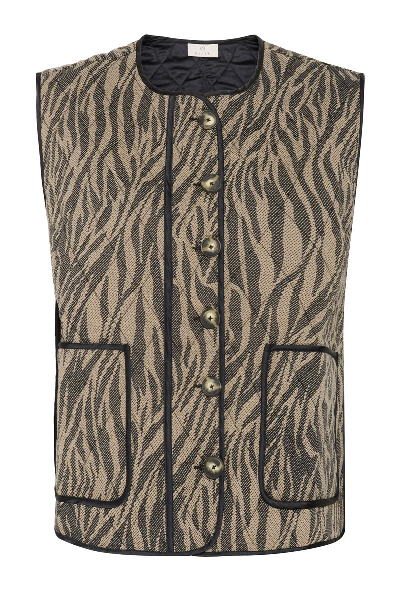 KAFFE KAkayla Waistcoat Taupe/Black Animal