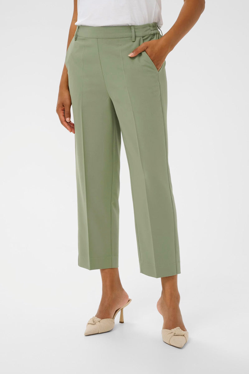 KAFFE KAsakura Cropped Trousers-Sea Spray