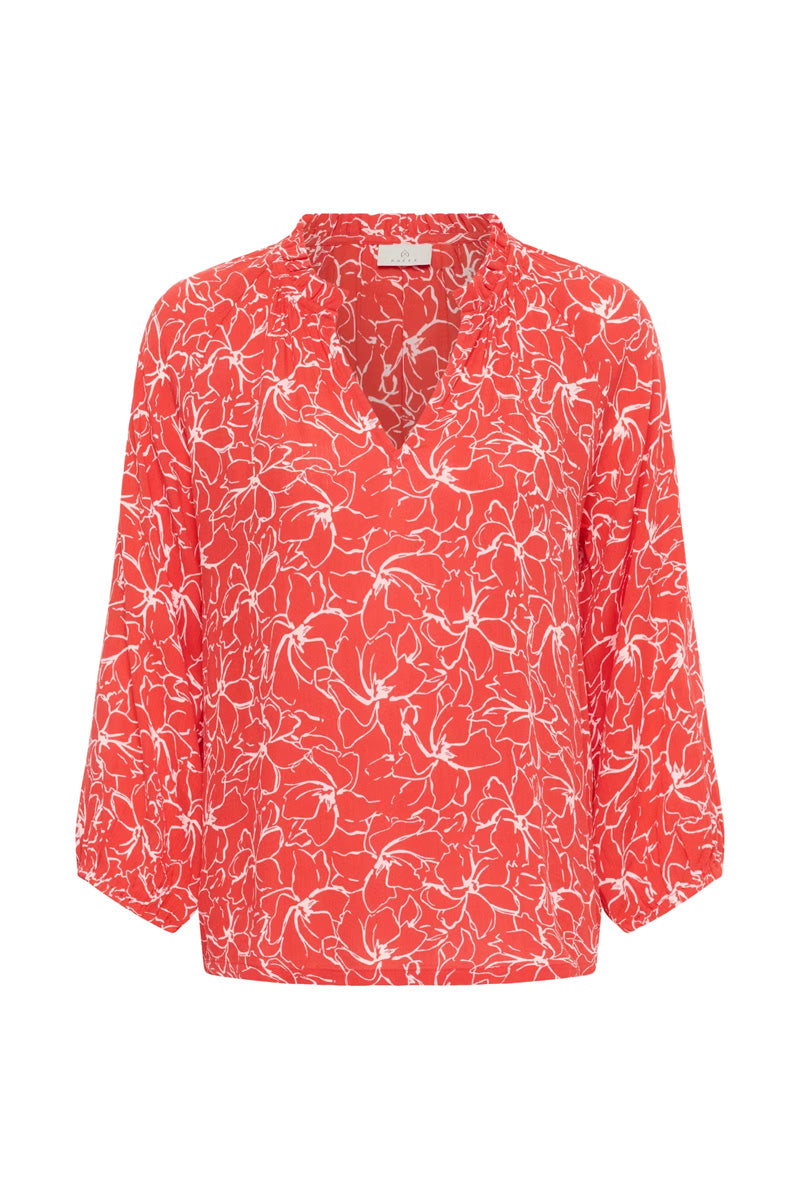 KAFFE KAtine Amber Blouse-Poppy Red/Chalk