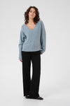 KAFFE KAniel V Neck Pullover Windward Blue Melange