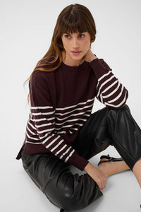 KAFFE KAlimone Striped Pullover Fudge/Chalk