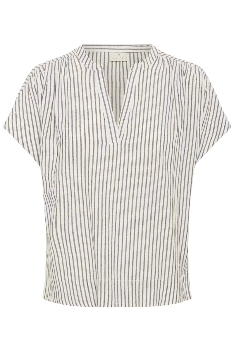 KAFFE KAmilia Wing SL Blouse Black/Chalk Stripe