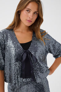 KAFFE KAlau Sequin Cardigan Dark Silver