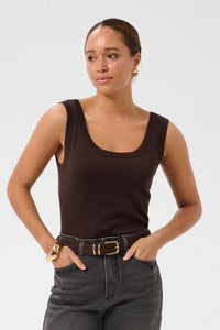 KAFFE KAlizza Contrast Knit Top Coffee Bean