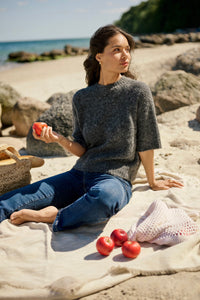 KAFFE KAemillie Crop Pullover Dark Grey Melange