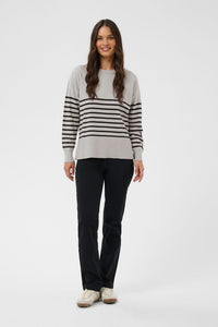 KAFFE KAlimone Striped Pullover Grey Melange/Black