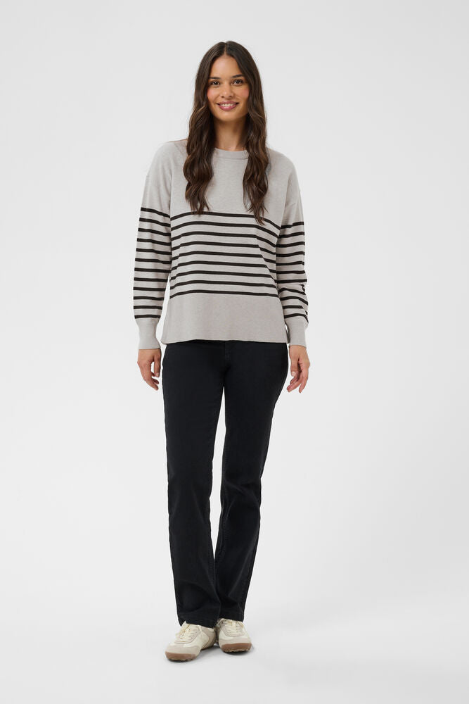 KAFFE KAlimone Striped Pullover Grey Melange/Black
