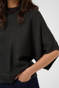 KAFFE KAbarbara Wing Sleeve Pullover Dark Grey Melange