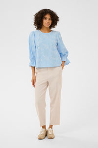 KAFFE KAmarlee Blouse White/Blue Embroidery