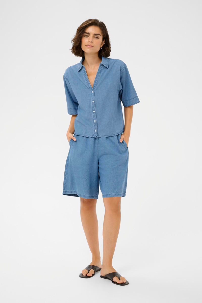 KAFFE KAjade Bermuda Shorts Mid Blue Chambray