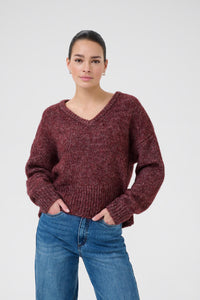KAFFE KAtrina V-Neck Pullover Wine
