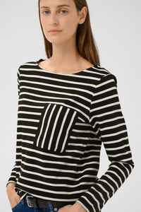 InWear DELLA IW Top Black/Whisper White Stripe