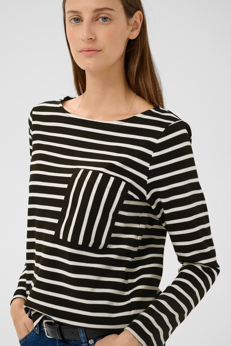 InWear DELLA IW Top Black/Whisper White Stripe