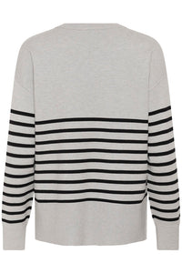 KAFFE KAlimone Striped Pullover Grey Melange/Black