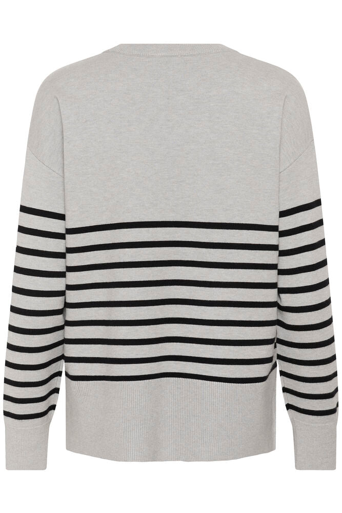 KAFFE KAlimone Striped Pullover Grey Melange/Black