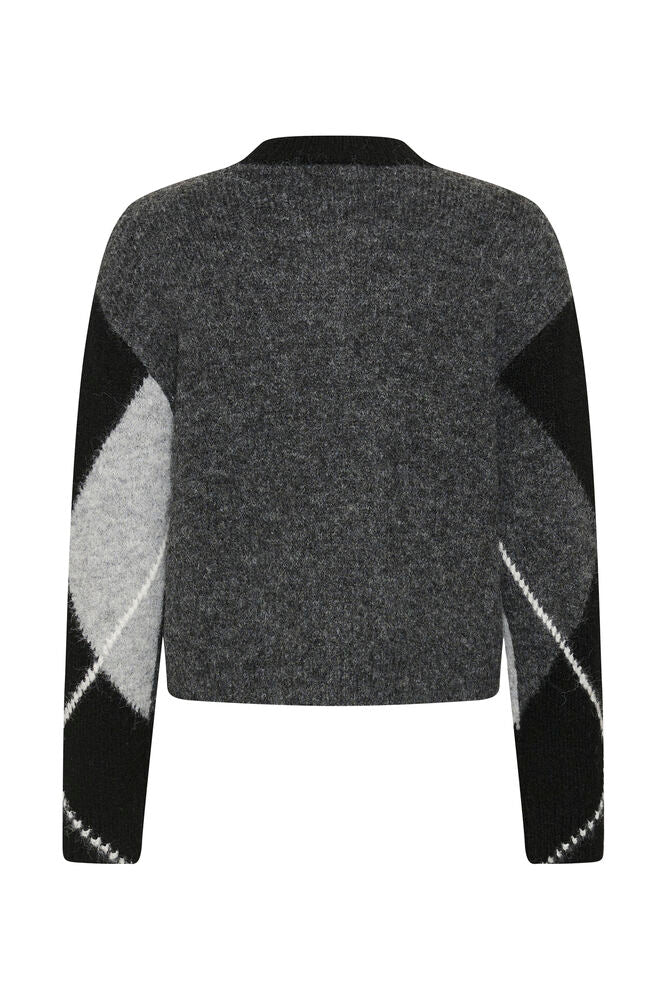 KAFFE KAgrith Pulllover Grey/Black Argyle