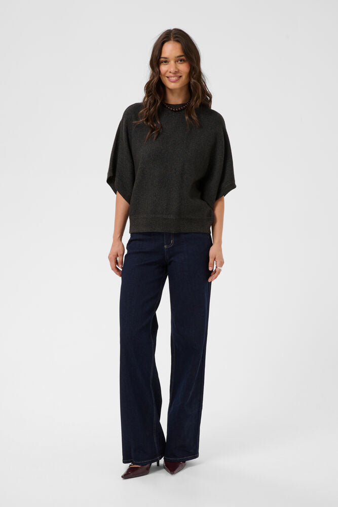 KAFFE KAbarbara Wing Sleeve Pullover Dark Grey Melange