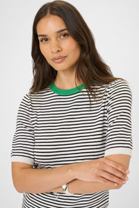 KAFFE KAlizza Narrow Striped Pullover-Chalk/Black Fine Stripe
