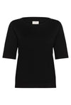 KAFFE KAlizza Boatneck Solid Pullover-Deep Black