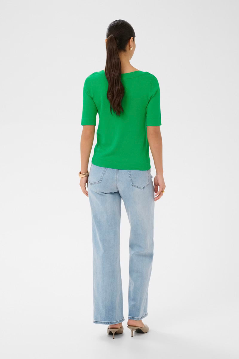 KAFFE KAlizza Boatneck Pullover-Bright Green