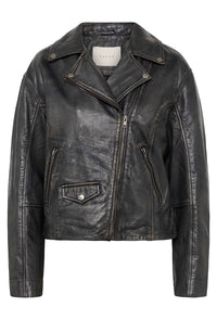 KAFFE KAjane Black Wash Leather Jacket