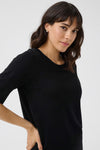 KAFFE KAlizza Boatneck Solid Pullover-Deep Black