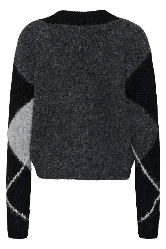 KAFFE KAgrith Cardigan Grey/Black Argyle