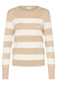 KAFFE KAlizza Striped Knit Pullover Feather Grey/Chalk