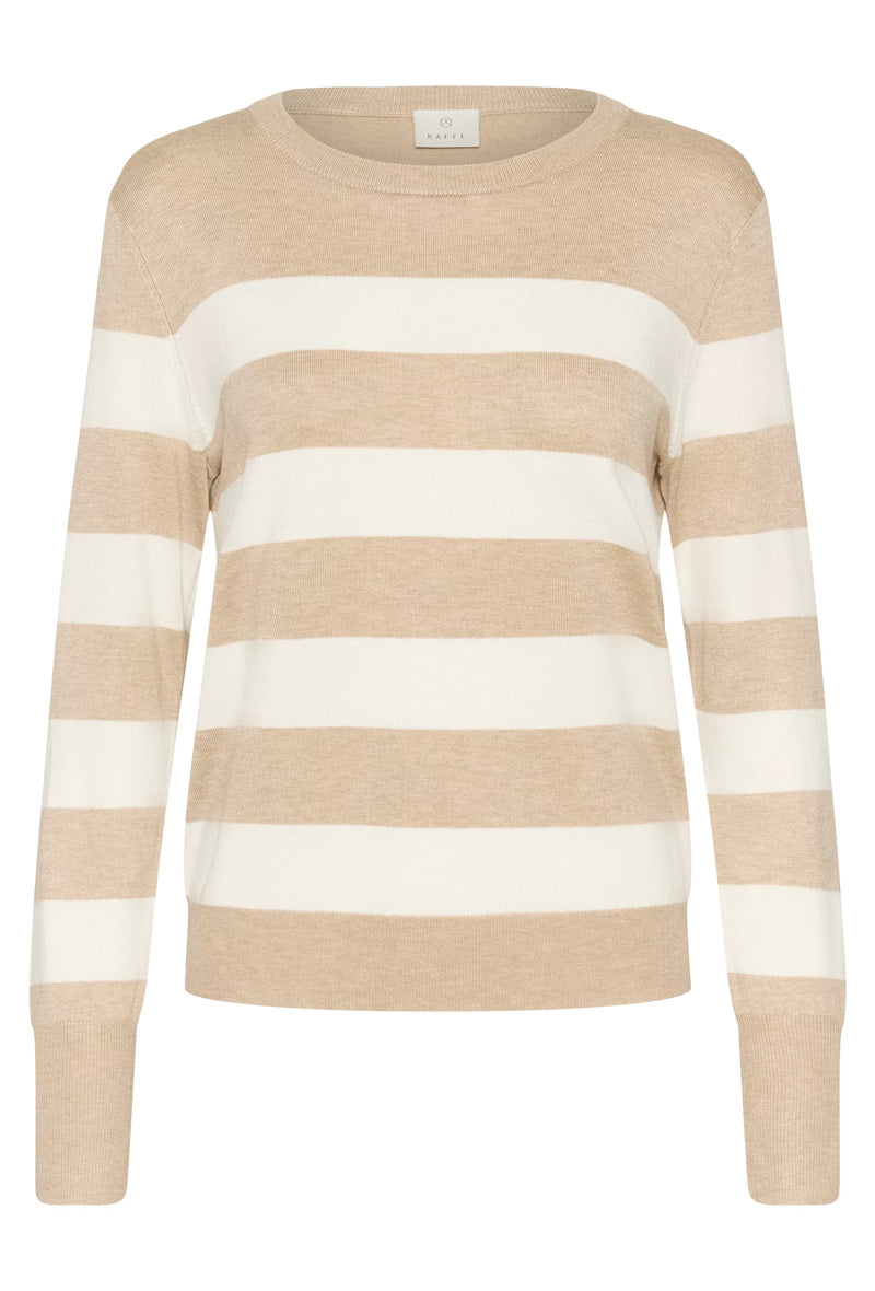 KAFFE KAlizza Striped Knit Pullover Feather Grey/Chalk